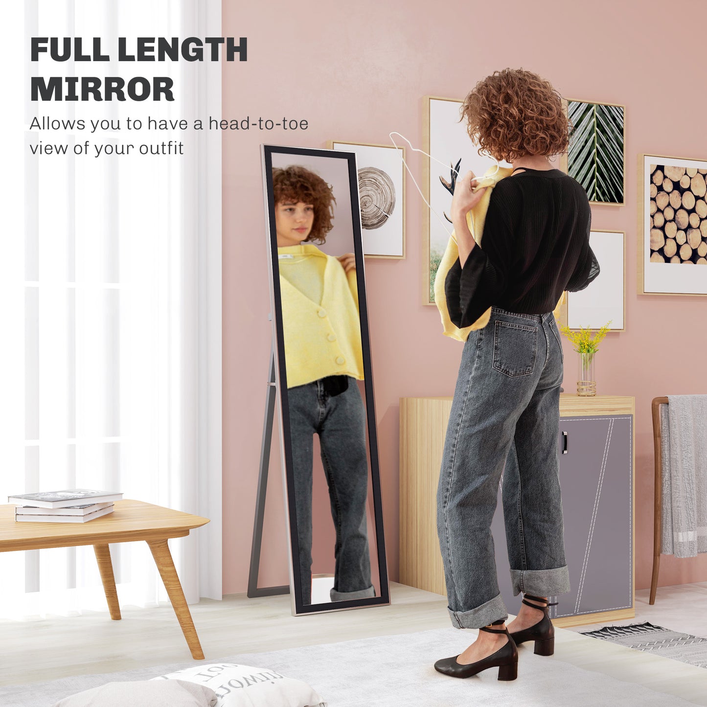 HOMCOM Glitter Frame Full-Length Mirror - Black