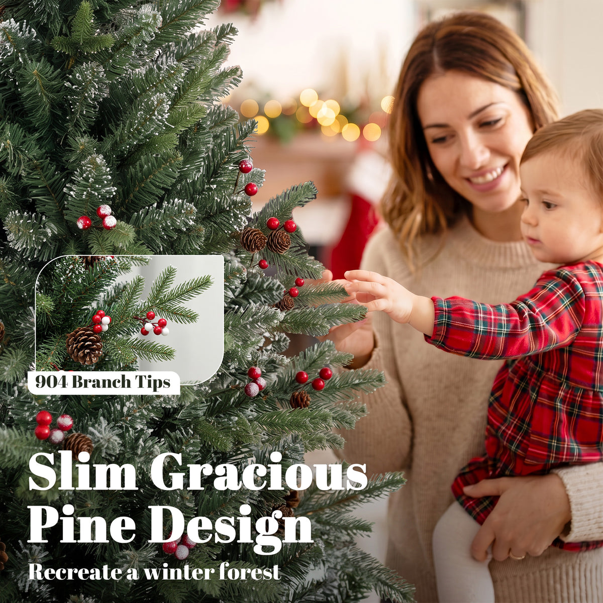 HOMCOM Slim Gracious Pine Xmas Tree in Green