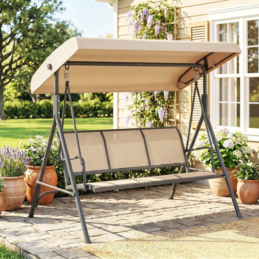 Outsunny 3 Seater Swing Chair in Beige