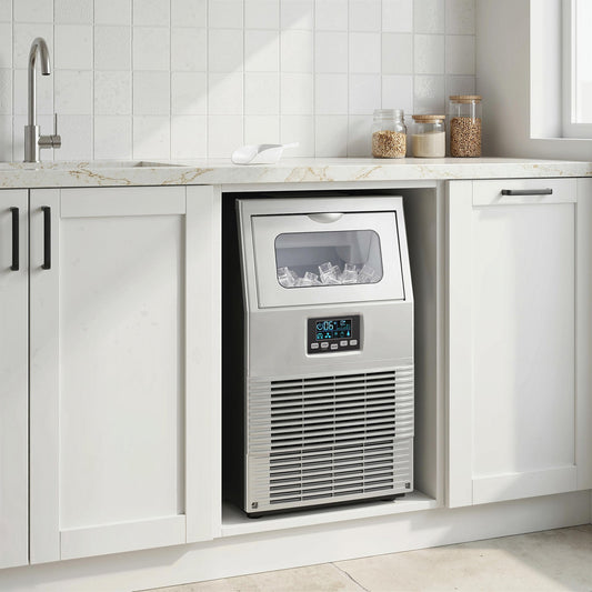 HOMCOM Commercial Ice Maker with 4kg Ice Storage - Silver Tone