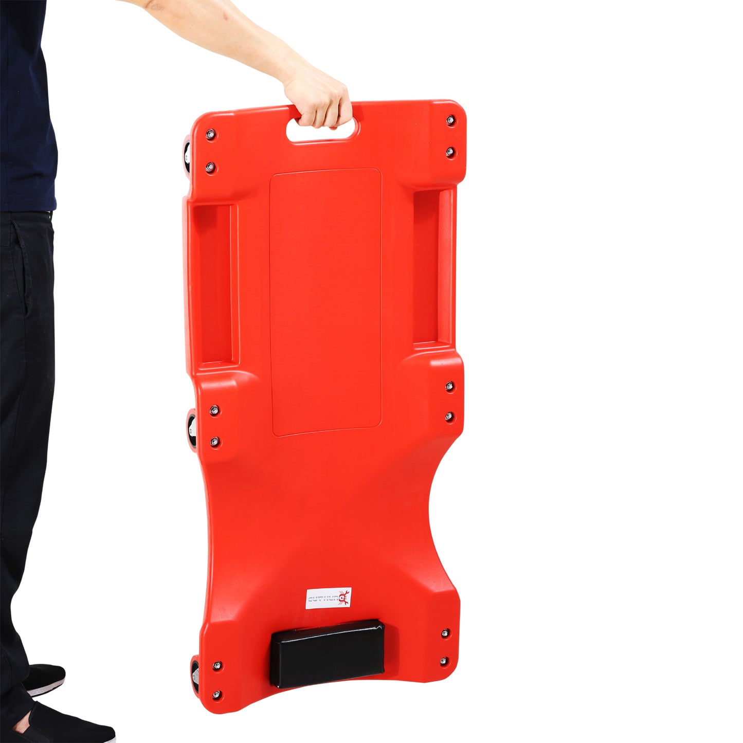 DURHAND Mechanic Vehicle Creeper, Under-Car Rolling Crawler Board, with Headrest, Wheels, Red