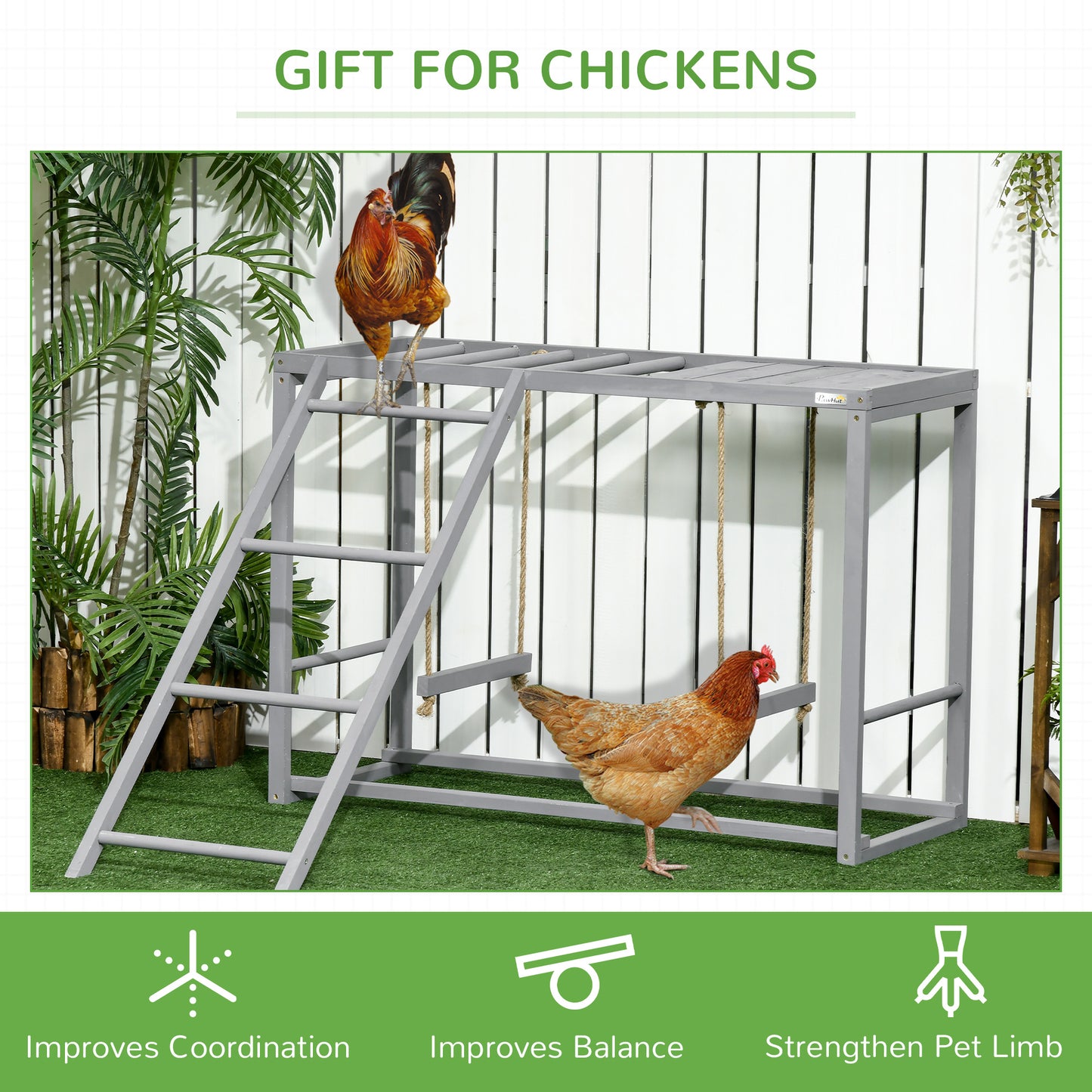 PawHut Walk In Chicken Run مع رف أنشطة الدجاج والغطاء، 3 × 6 × 2 متر