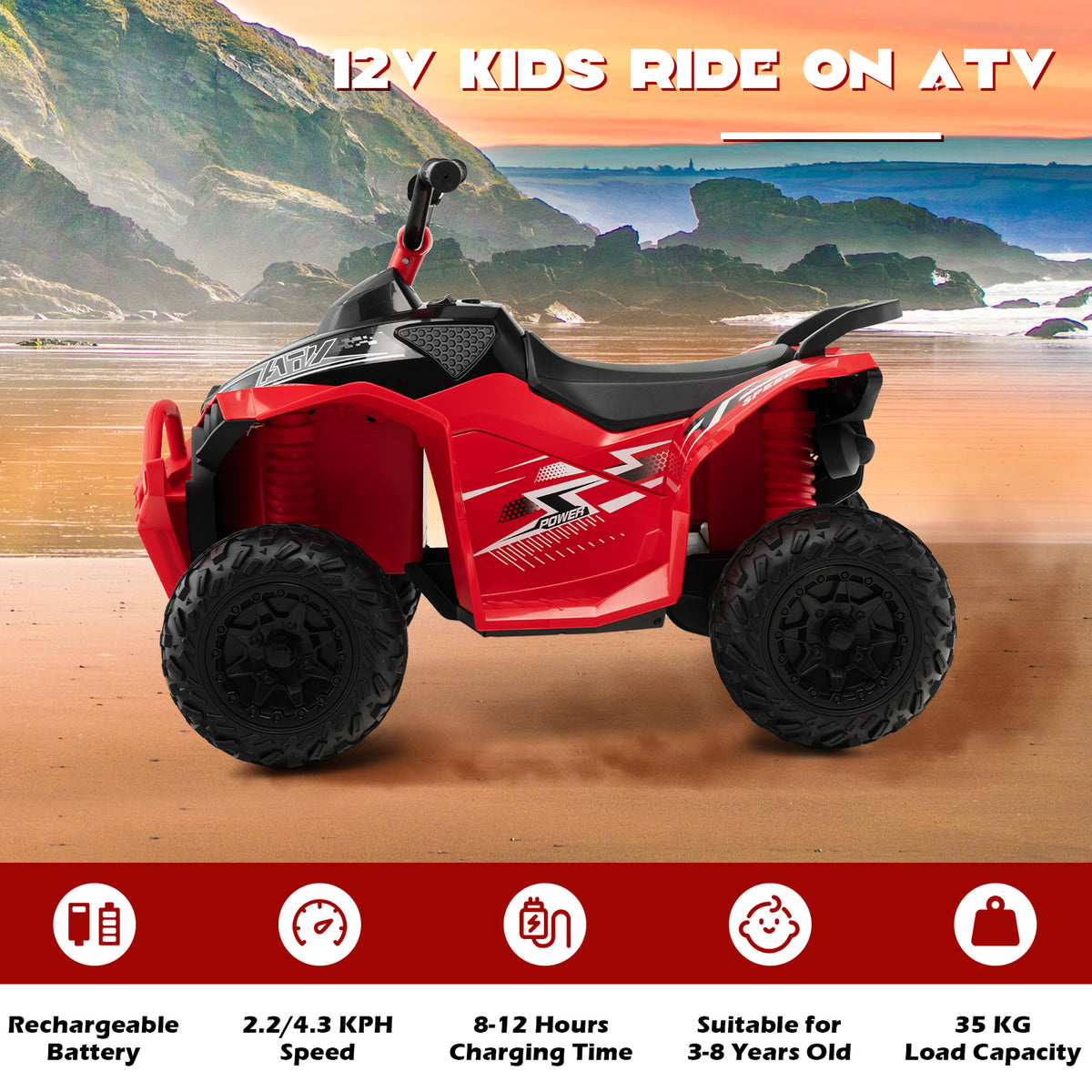 12V Kids Ride On ATV in Red