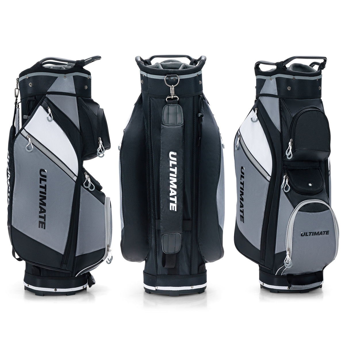 Three views of the golf cart bag