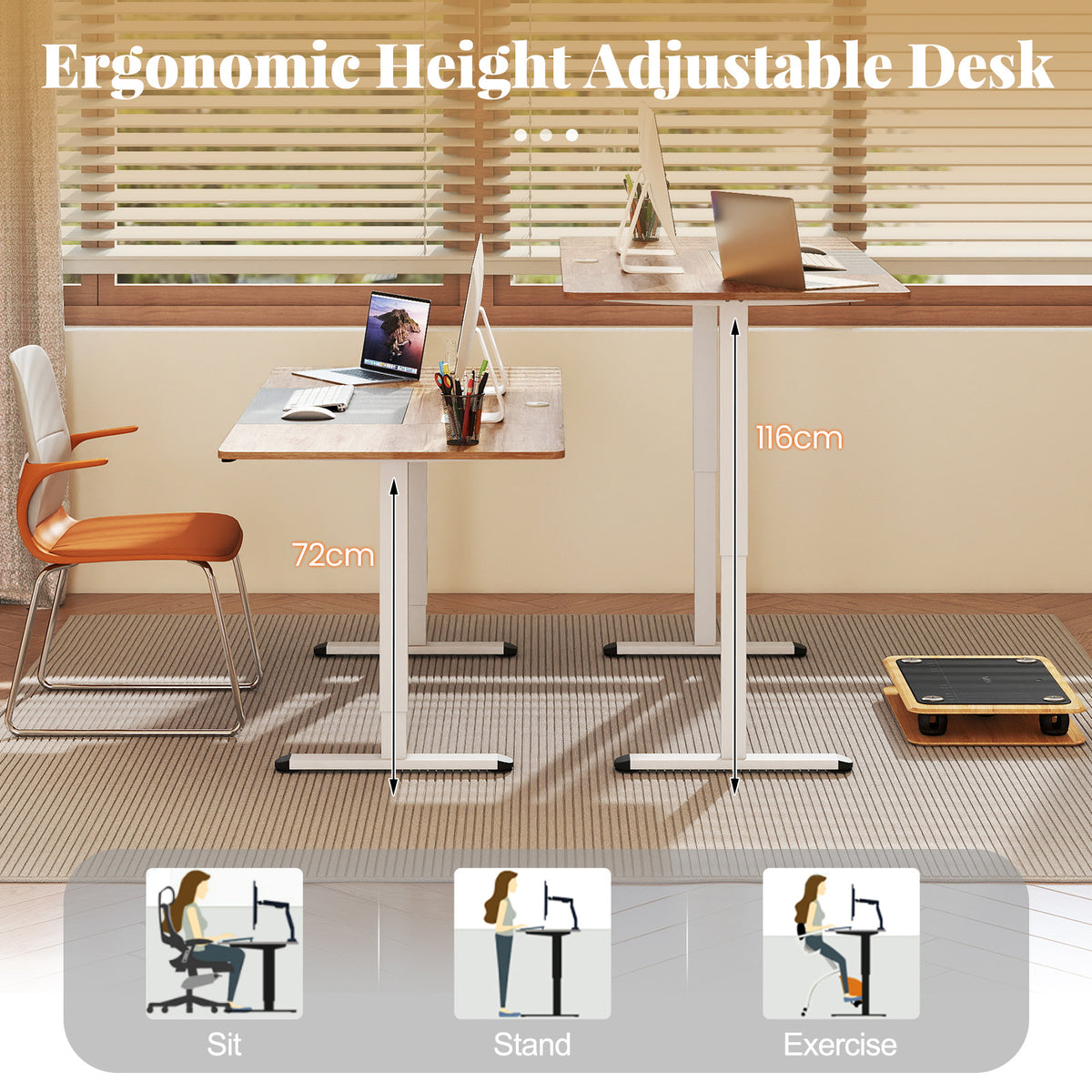 140 x 70 cm Height Adjustable Electric Standing Desk with Anti-Collision Design-Natrual