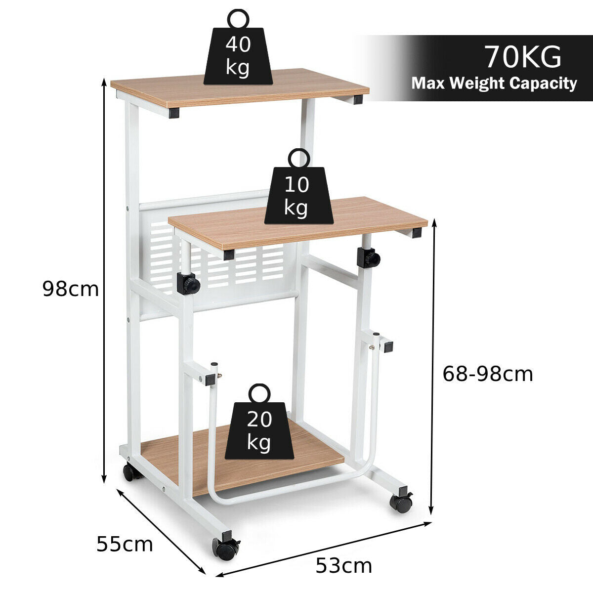 2-In-1 Mobile Lifting Height Adjustable Computer Desk