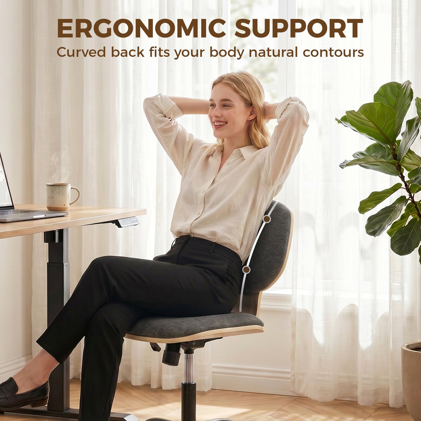 HOMCOM Home Office Desk Chair Rocking Function Ergonomic Swivel Chair with PU Wheels, Grey