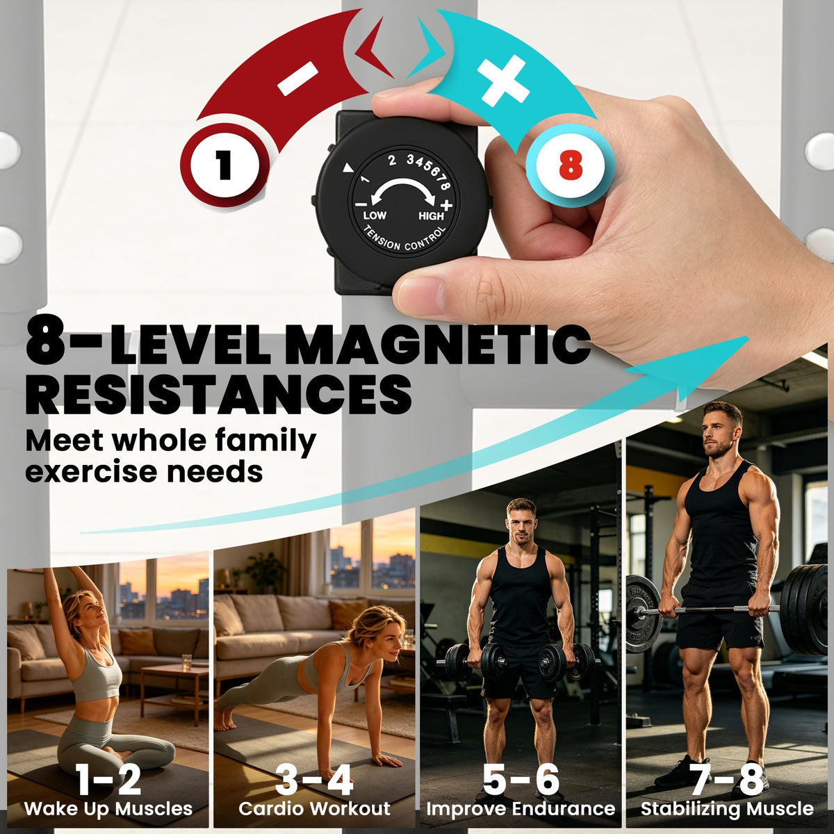SPORTNOW Elliptical Cross Trainer for Home, Quiet Magnetic Elliptical Machine with Bluetooth, App Compatible, 8-Level Resistance