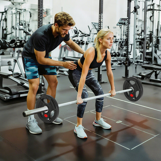 SPORTNOW Olympic Weight Plates، أزواج أقراص أوزان 2 بوصة/5 سم مع مقابض ثلاثية، أطباق دمبل 2 × 5 كجم لرفع الأثقال وتدريب القوة في صالة الألعاب الرياضية المنزلية، أسود