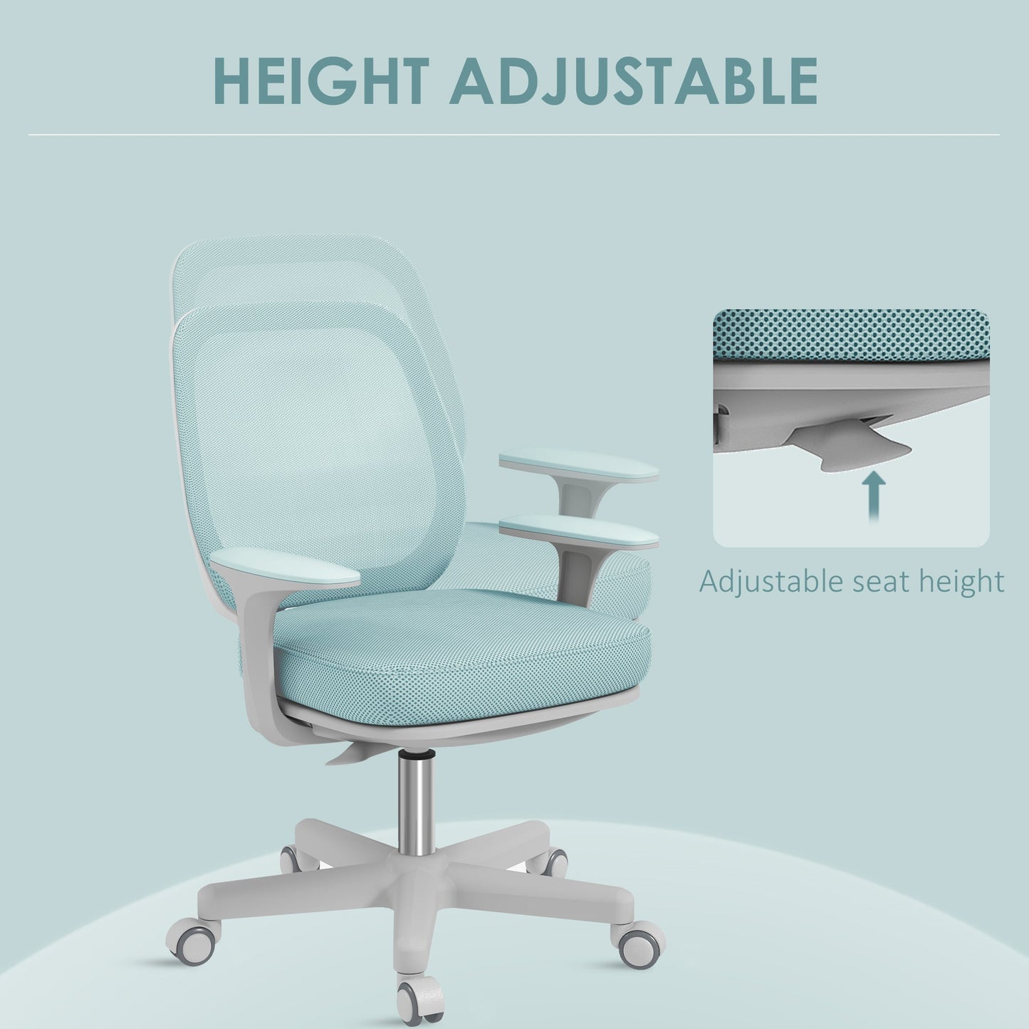 Vinsetto 44-56cm Mesh Back Office Chair - Light Green