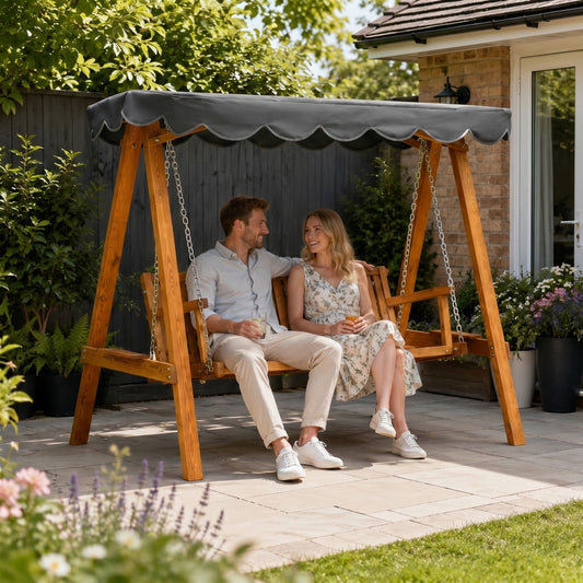 Outsunny 3 Seater Garden Swing Seat with Canopy in Dark Grey
