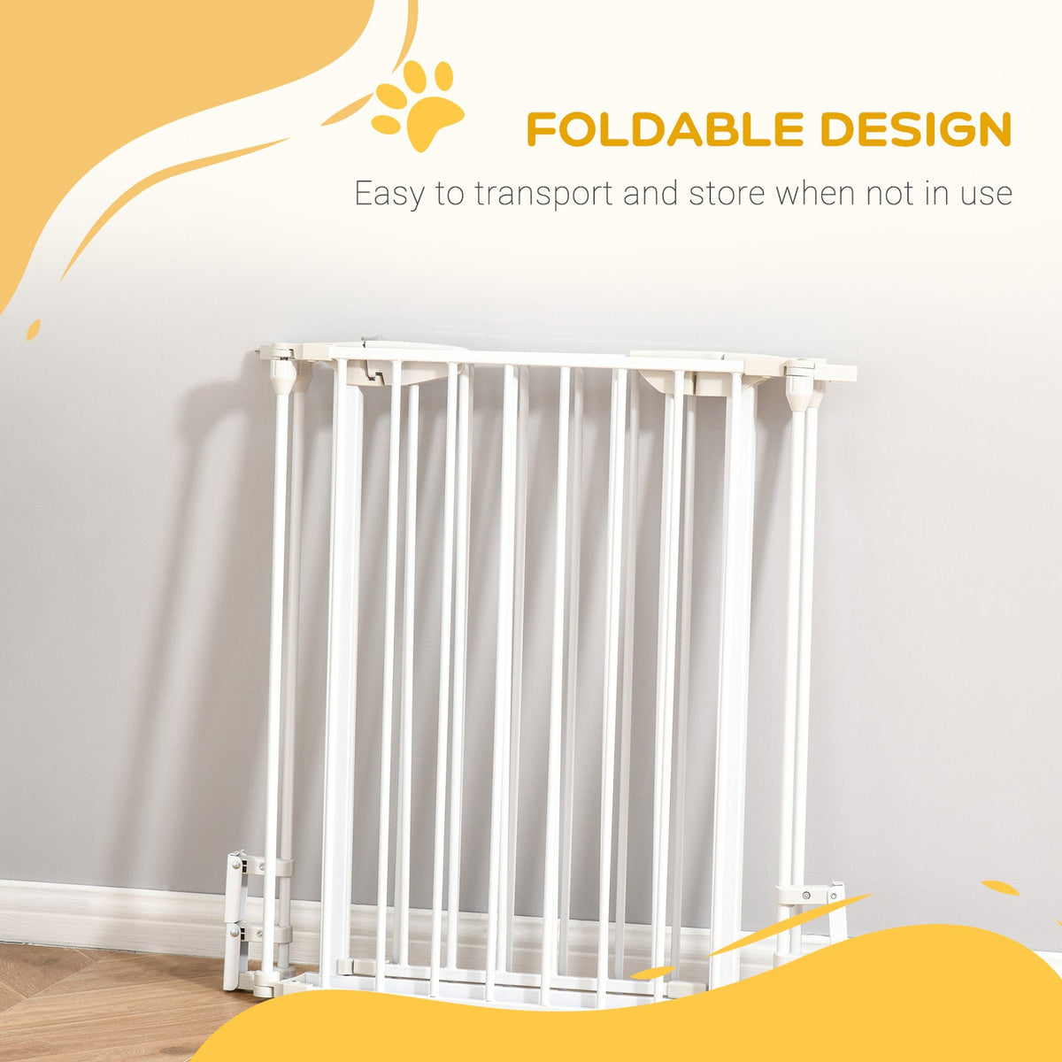 بوابة أمان للحيوانات الأليفة من PawHut، حاجز لعب من 3 ألواح للمدفأة، سياج معدني قابل للطي، حاجز للسلالم، فاصل للغرفة، واقي من الحريق بباب يغلق تلقائيًا، أبيض