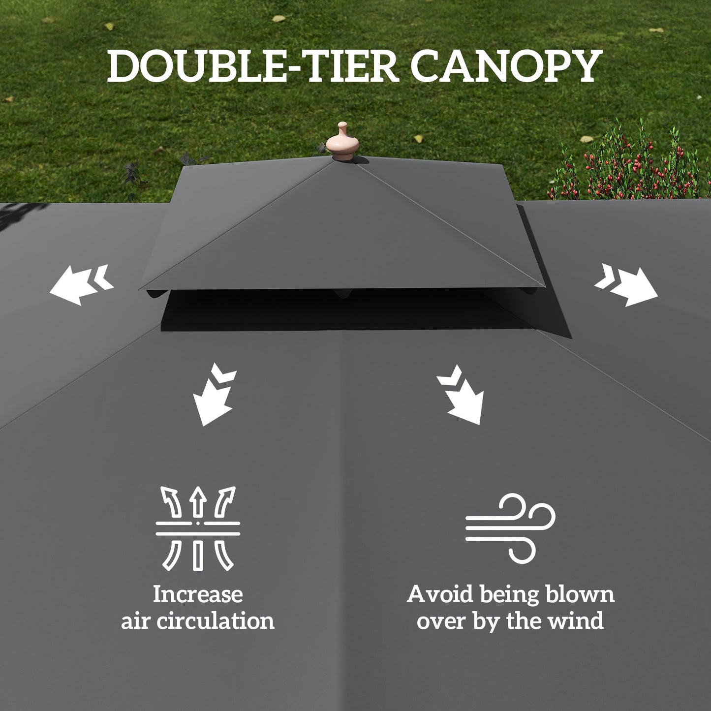 Outsunny 3 m Square Garden Parasol in Black
