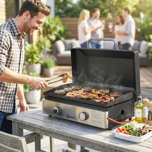Outsunny 2 Burner Grill Griddle in Black