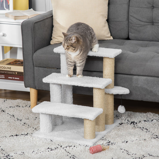 PawHut Pet Stair with 3-step Climb Ladder in White
