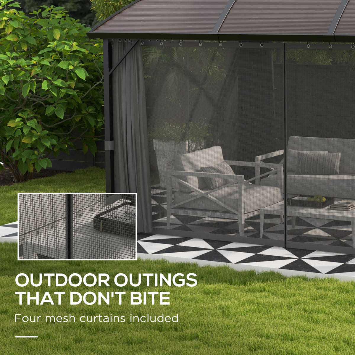 Outsunny Aluminium Frame Hard Gazebo in Brown