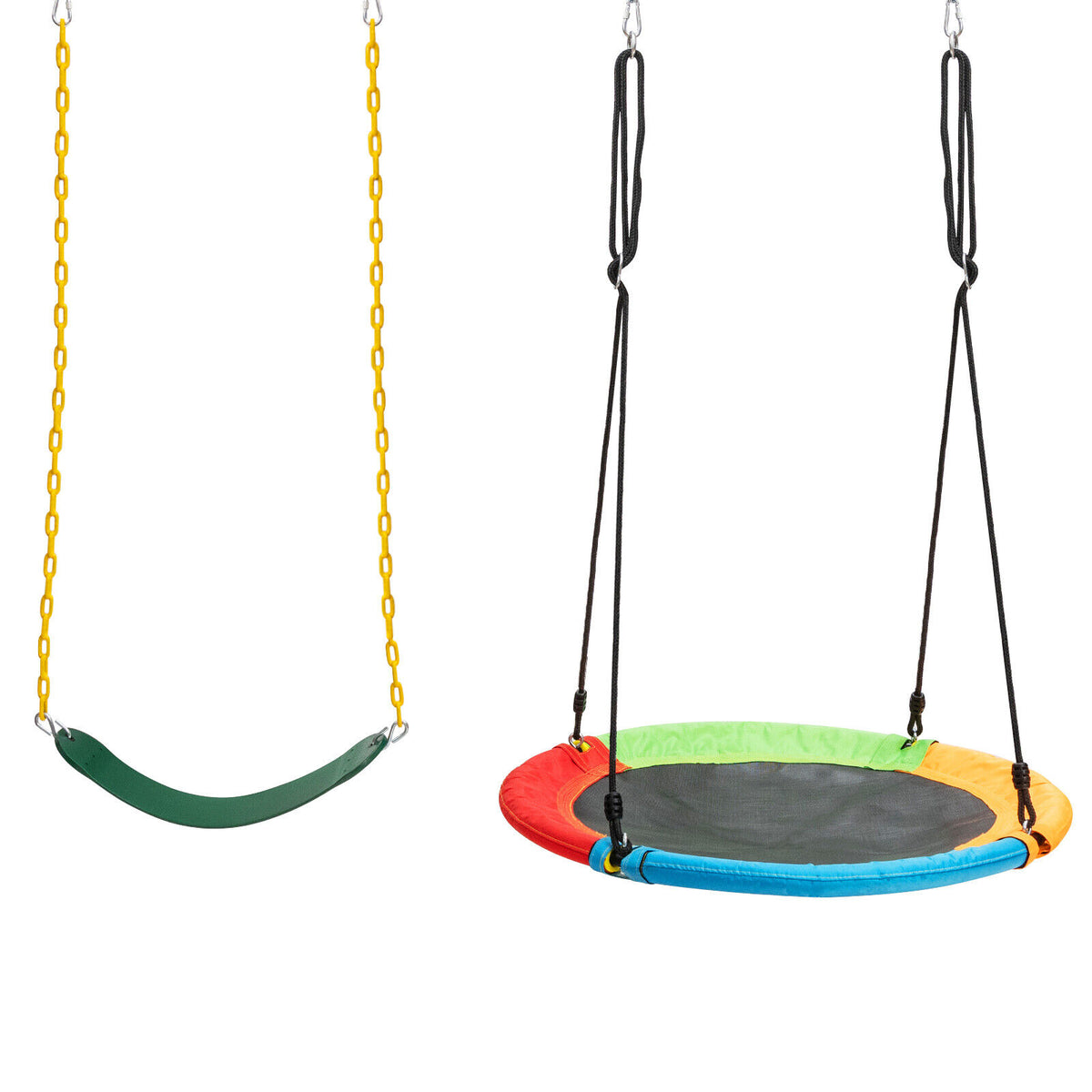 2 Pieces Strap Swing Seat and Saucer Tree Swing Set