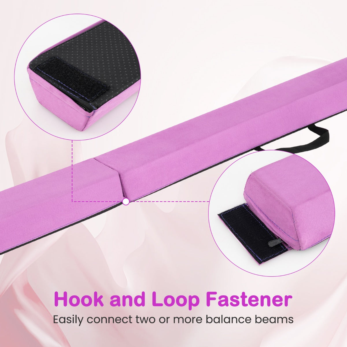 210 CM Folding Balance Beam with Removable Suede Cover and Non-slip Bottom for Kids-Purple