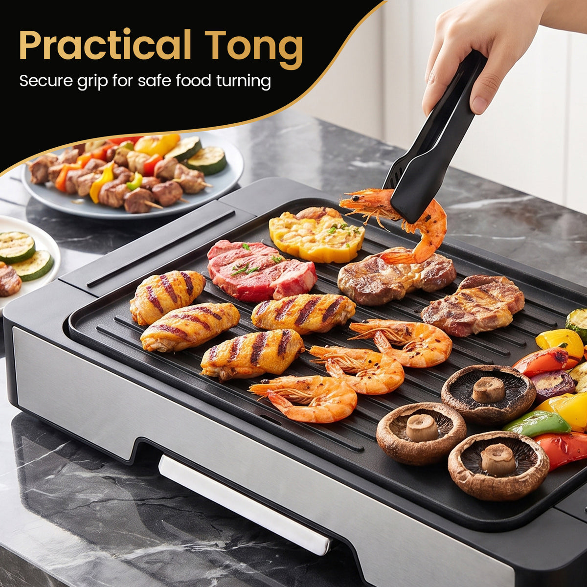 2300W Indoor Grill and Griddle with Nonstick Surface Removable Drip Tray for Family