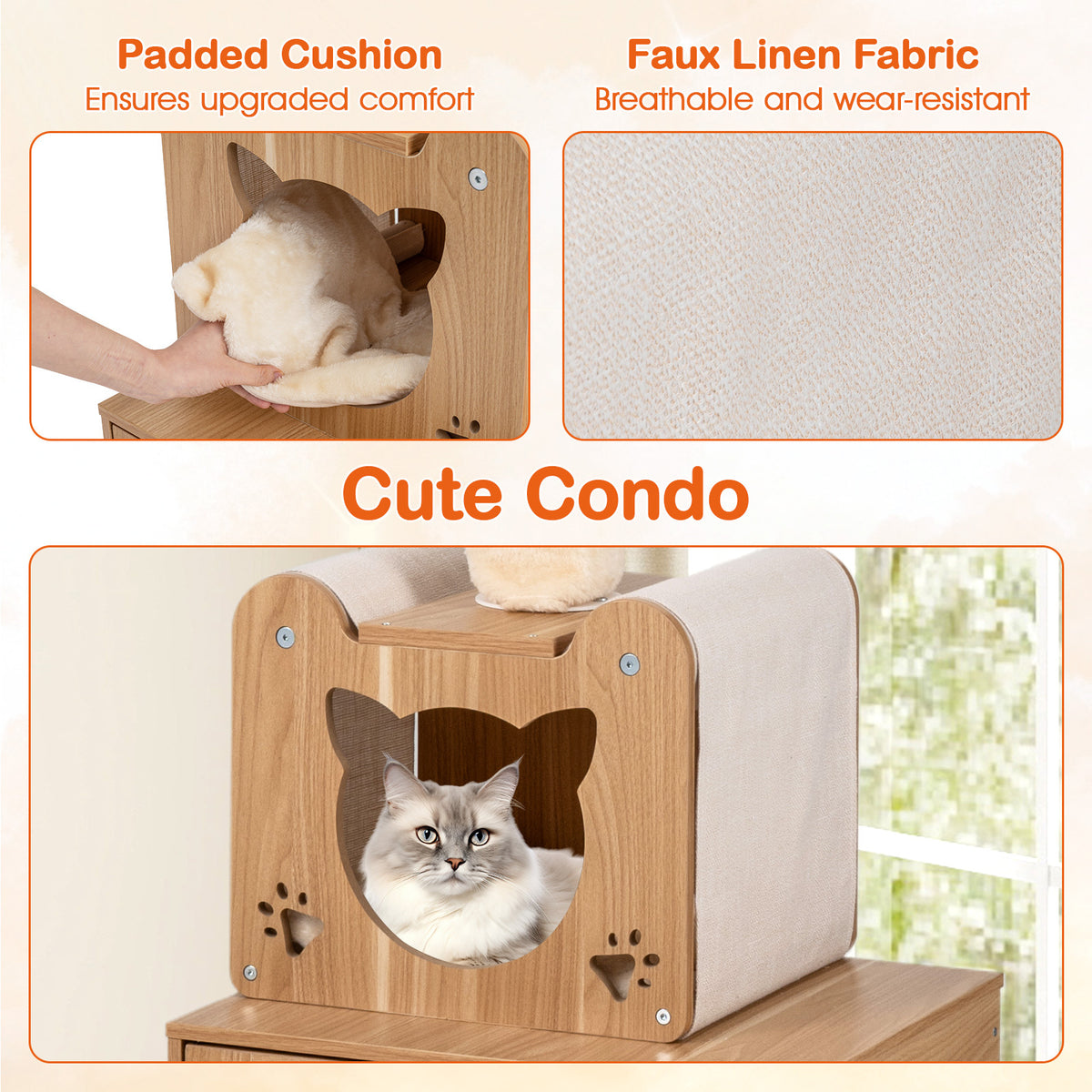 256-275 cm Adjustable Floor to Ceiling Cat Tree-Brown