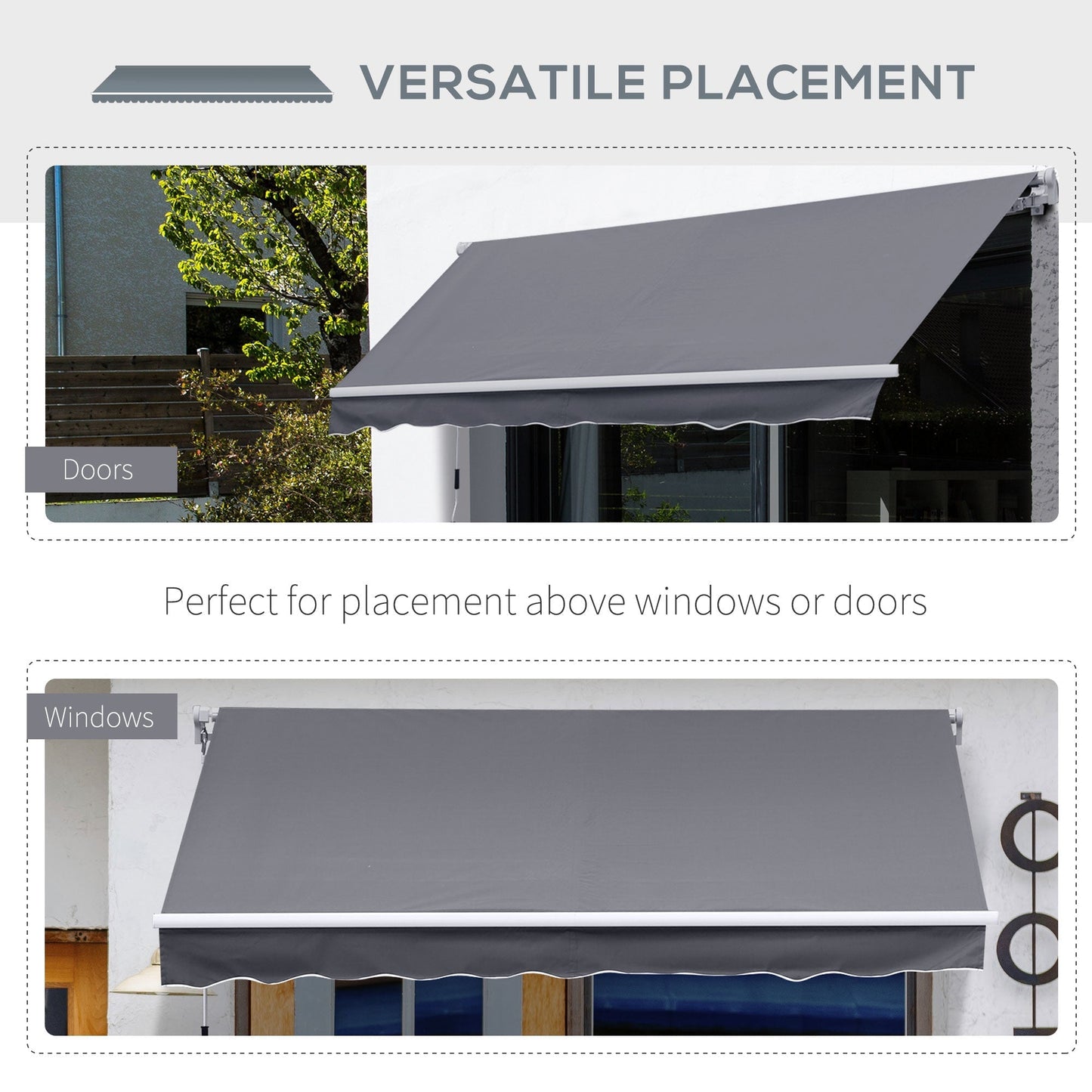 Outsunny Manual Awning Canopy Sun Shade Shelter Retractable in Grey