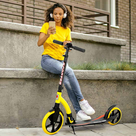 HOMCOM Foldable Kick Scooter in Yellow