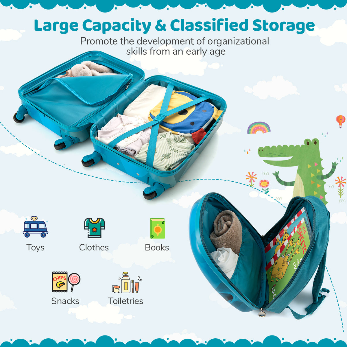 2 Pieces Kid Luggage Set with 4 Spinner Wheels and Telescopic Handle-Navy