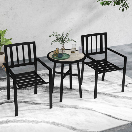 Outsunny 3 Piece Patio Bistro Set with Plastic Top in Grey