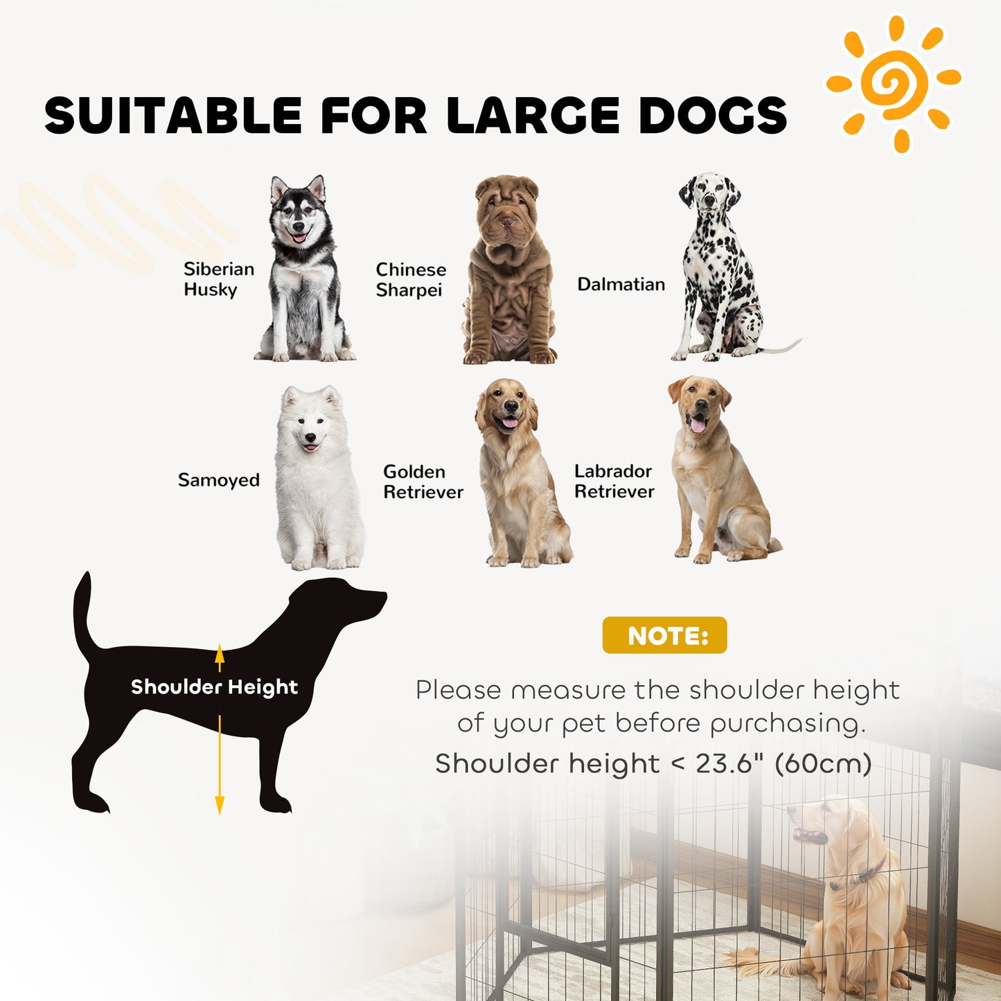 PawHut 6 Panels Heavy Duty Dog Playpen with Secure Door, for Indoor Outdoor, for Garden, Camping, 100cm High