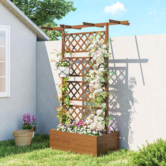 Outsunny Wooden Trellis Planter Box in Orange
