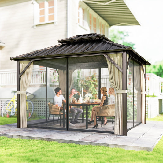 Outsunny Hardtop Gazebo Canopy in Brown