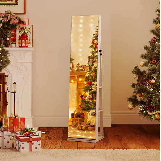 the jewellery cabinet standing in a festive living room with a Christmas tree