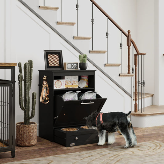 PawHut Pet Feeder Station in Black