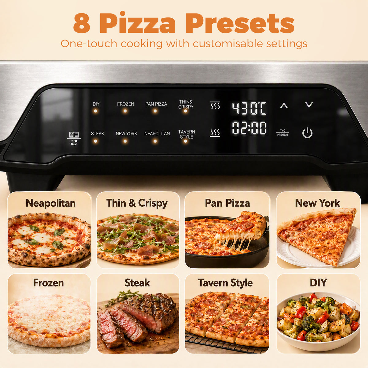 HOMCOM Electric Pizza Oven in Grey