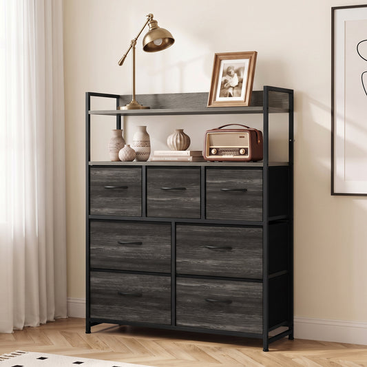 HOMCOM Chest of Drawers in Grey Wood-effect