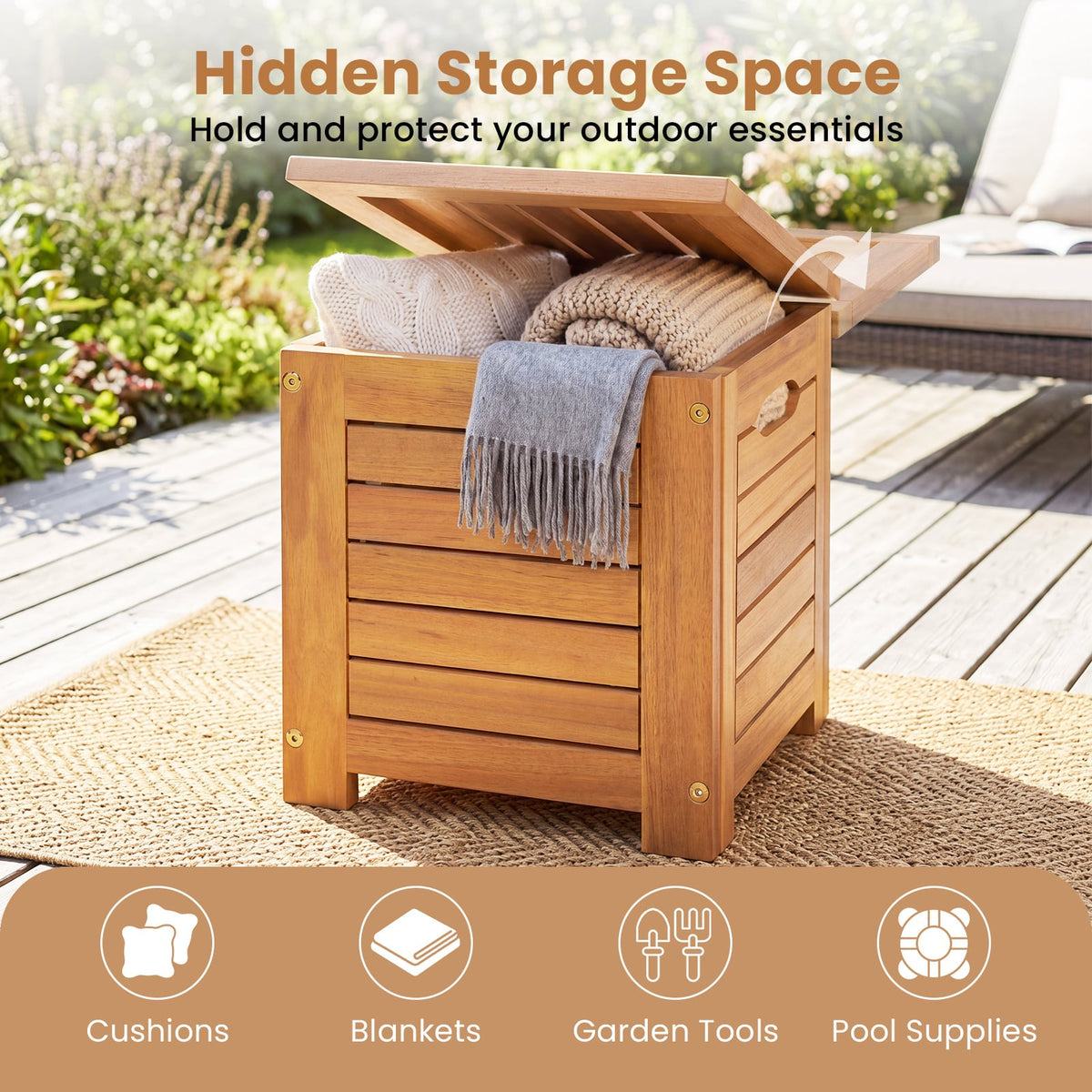 4-Piece Outdoor Bench and Storage Box Set with Lids and Built-in Side Handles