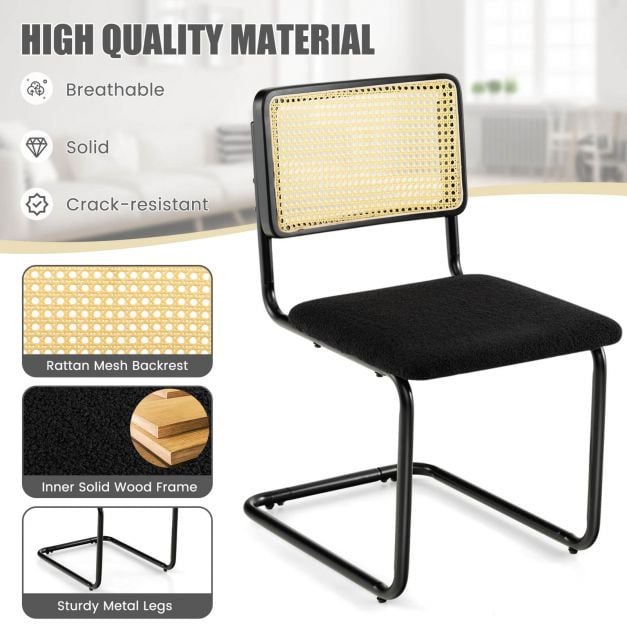 4 Pieces Mid-Century Modern Dining Chair with Cantilever Design