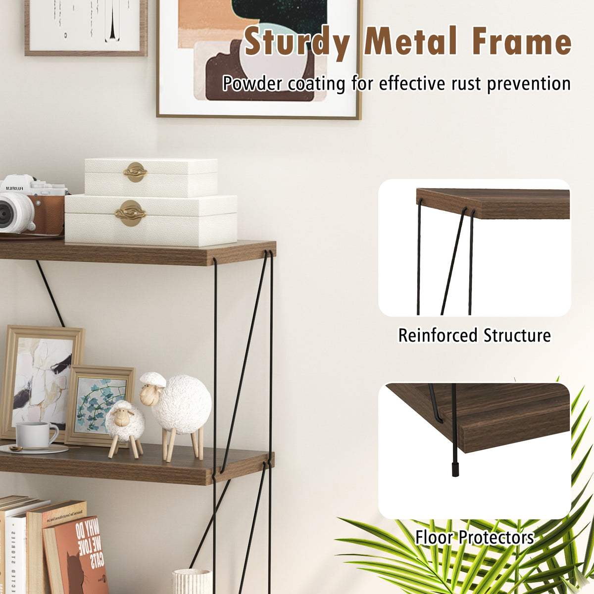 4-Tier Multipurpose Display Rack with Metal Frame