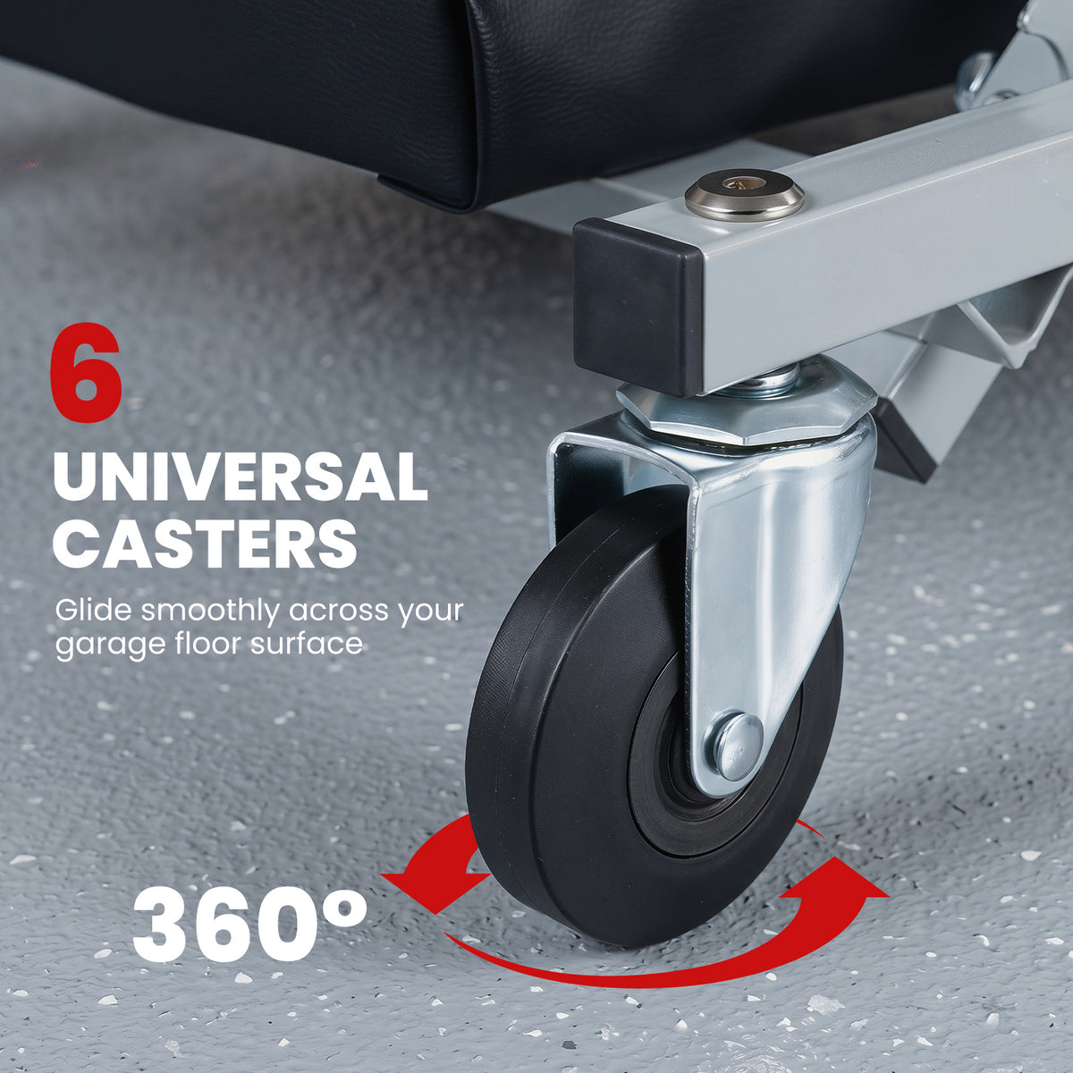 40" 2-in-1 Mechanic Creeper & Z-Seat with 6 Swivel Casters-Black and Gray