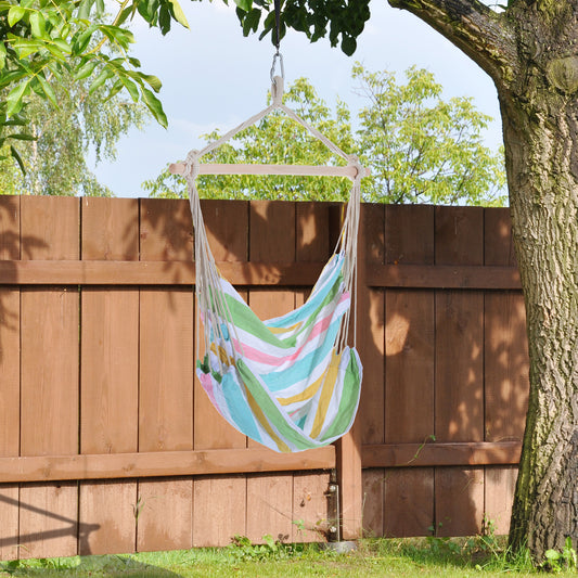 Outsunny Outdoor Hanging Rope Chair with Cotton Rope in Green