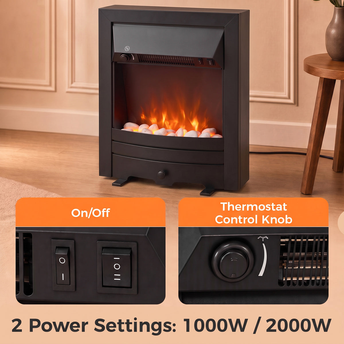 HOMCOM Electric Fireplace Stove Freestanding/Inset in Black