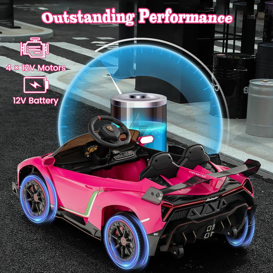 4WD Kids Ride On Sports Car Lamborghini with Taillights in Pink