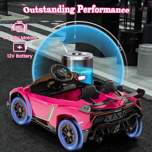 4WD Kids Ride On Sports Car Lamborghini with Taillights in Pink