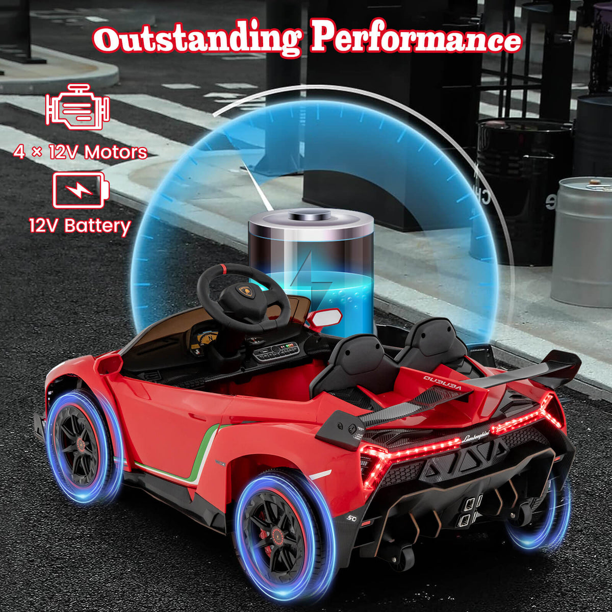 4WD Kids Ride On Sports Car Lamborghini with Taillights in Red
