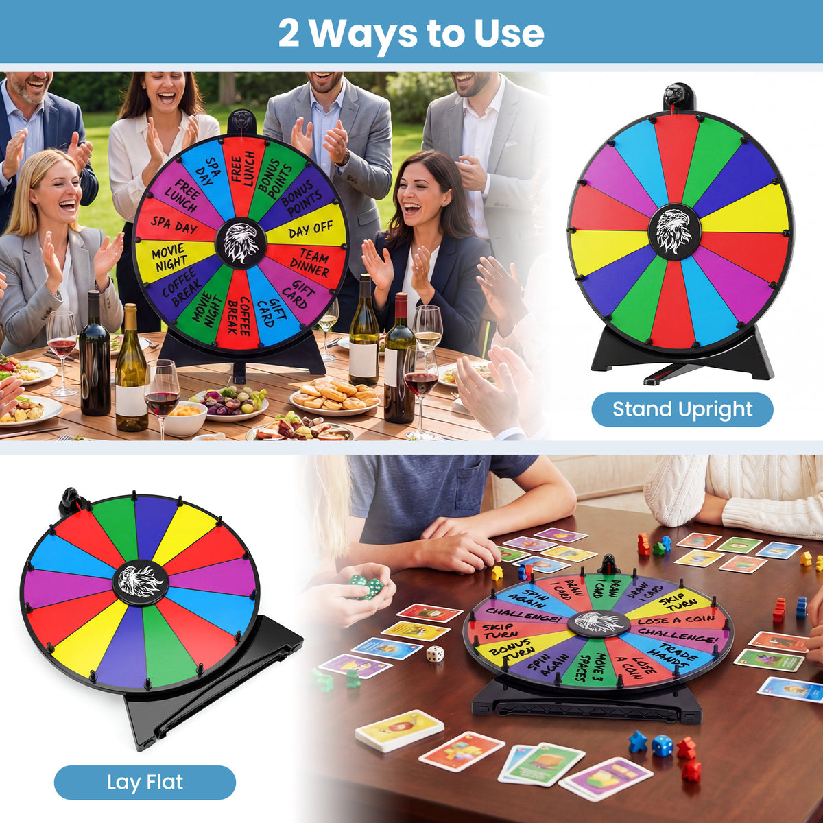 50 CM Spinning Prize Wheel with Blackboard Marker Eraser and Spare Pointer