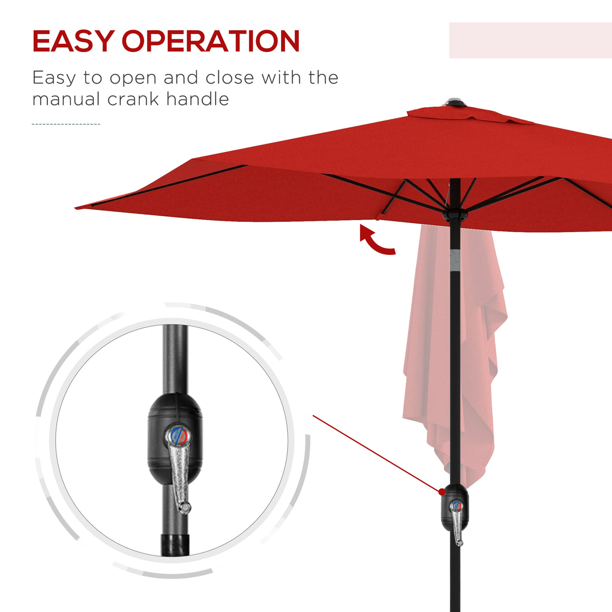 Outsunny Rectangular Parasol Umbrella in Wine Red