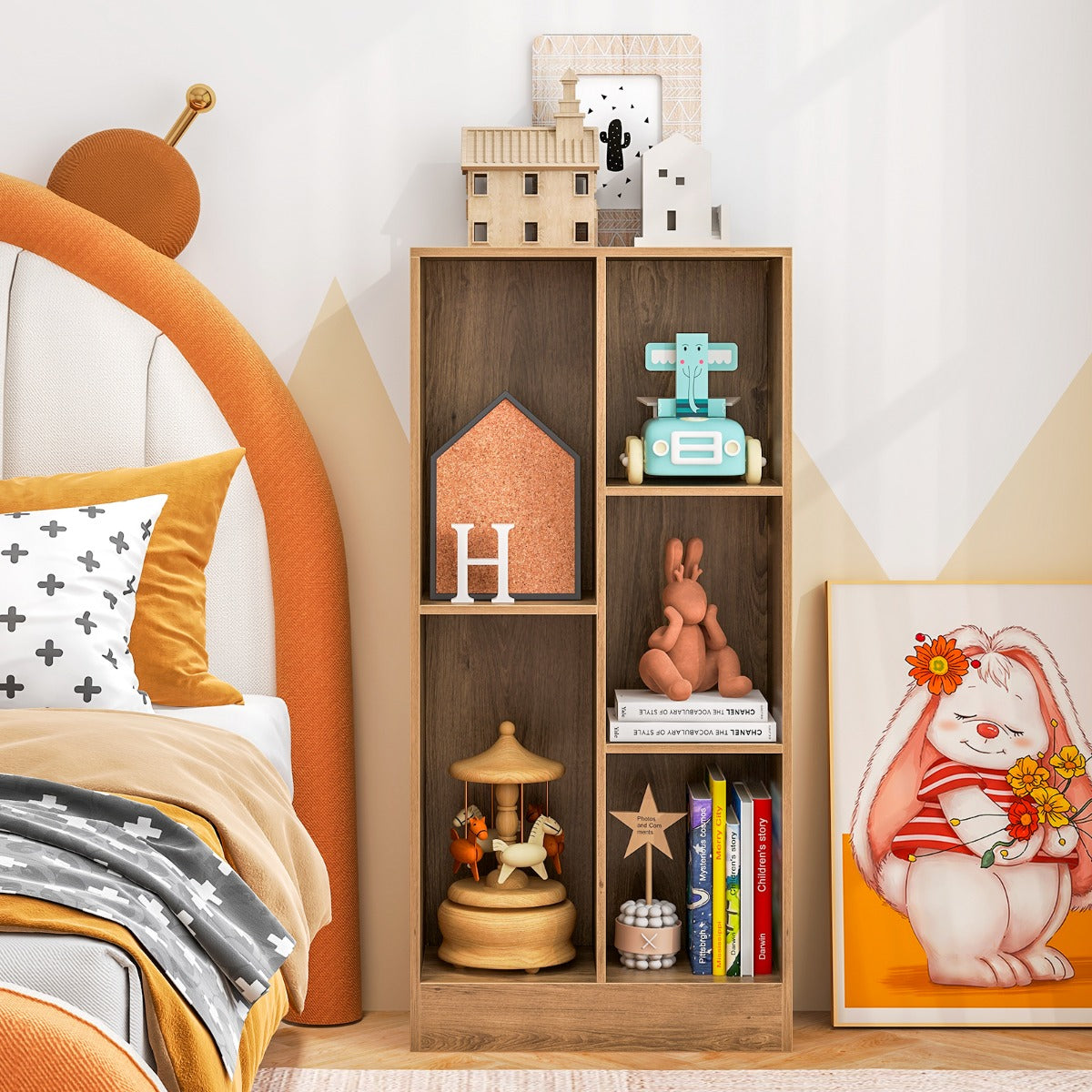 5 Cube Bookcase for Kids-Natural
