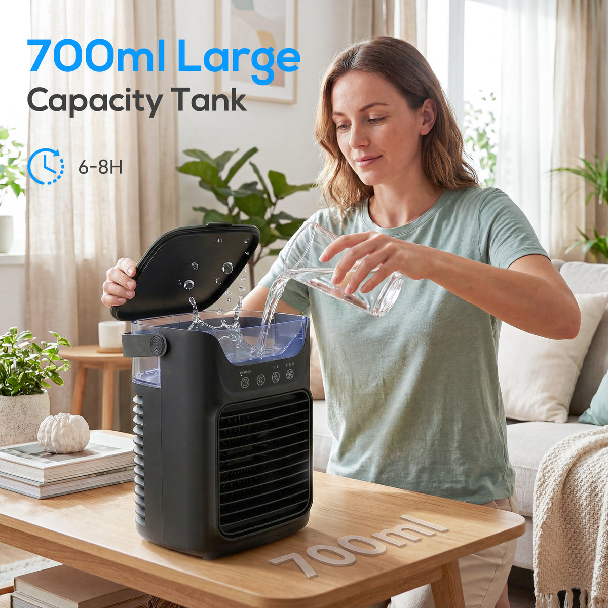 HOMCOM Air Cooler with Adjustable Head in Black