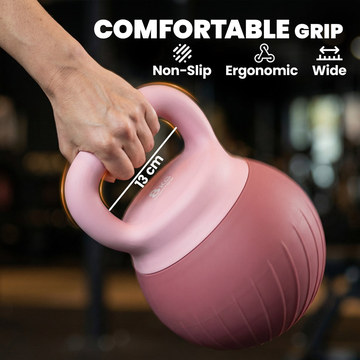 كرة kettlebell لينة من سبورت ناو، بوزن 8 كجم مع مقبض مضاد للانزلاق لرفع الأثقال وتمارين القوة في المنزل
