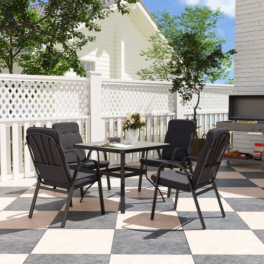 Outsunny 5 Pieces Outdoor Square Garden Dining Set in Black